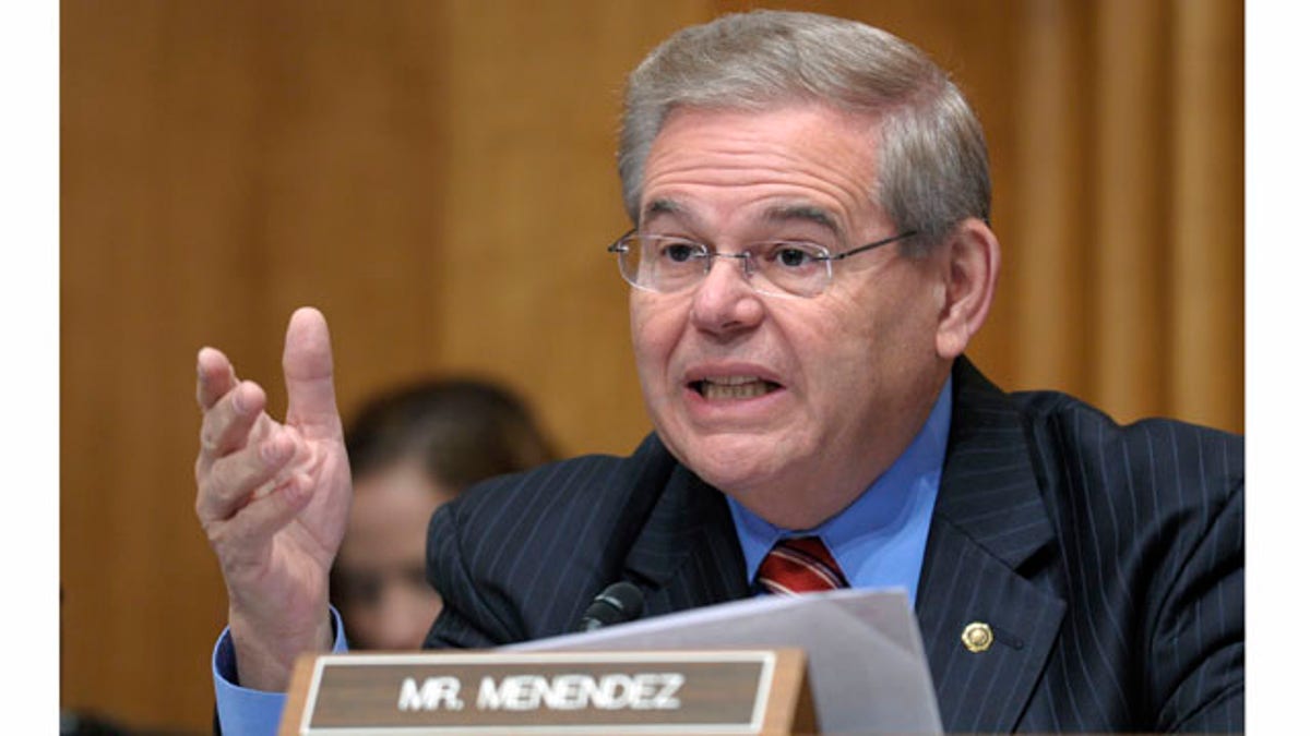 Senate Foreign Relations Committee member Sen. Robert Menendez, D-N.J., speaks on Capitol Hill in Washington, Thursday, Dec. 1, 2011, during the committee's hearing to examine US strategic objectives towards Iran. (AP Photo/Susan Walsh)