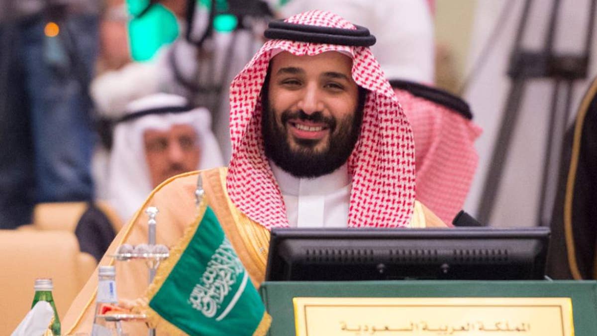 In this Thursday, April 27, 2017 photo released by Saudi Press agency, SPA, Saudi Defense Minister and Deputy Crown Prince Mohammed bin Salman reacts during the opening of the Gulf Cooperation Countries, GCC, Interior, Foreign, Defence Ministers Joint Meeting in Riyadh, Saudi Arabia. (Saudi Interior Ministry via AP)