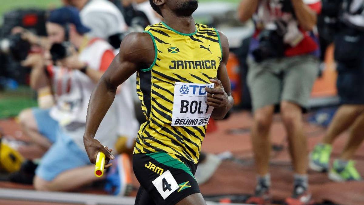 Usain Bolt celebrating after an Olympic win