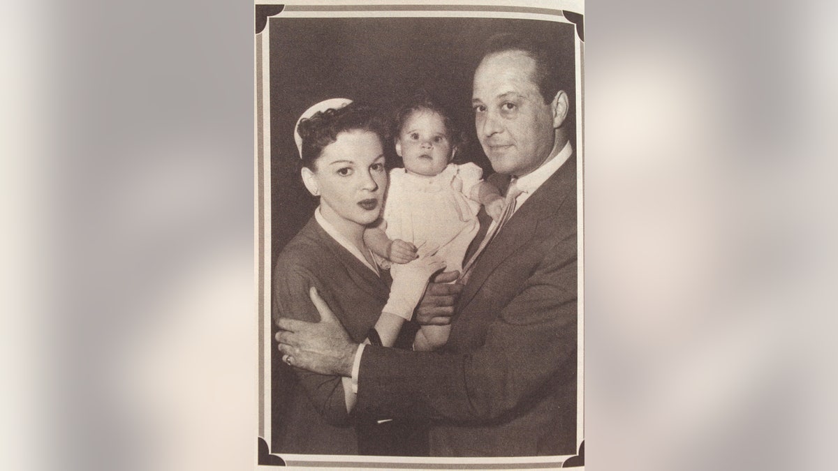 Lorna Luft as a baby with her mother, Judy Garland and father, Sid Luft on the set of "A Star Is Born."