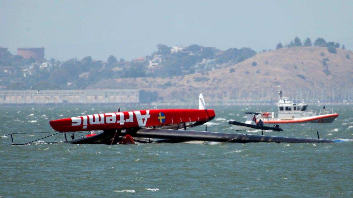 Americas Cup Capsized Boat