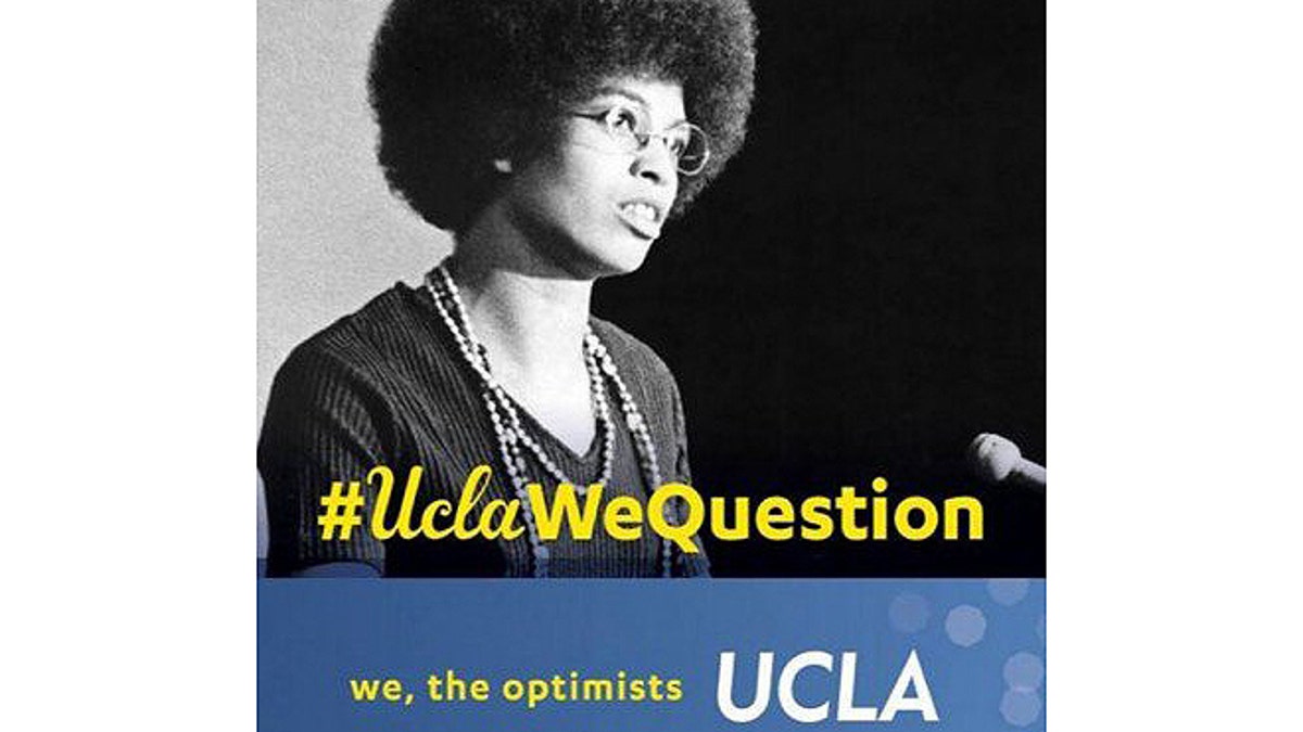 Some students on the campus of UCLA have taken offense to this banner featuring former professor and avowed communist Angela Davis.
