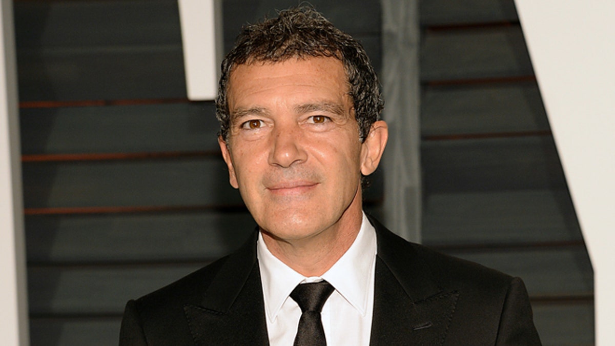 FILE - In this Feb. 22, 2015 file photo, Antonio Banderas arrives at the 2015 Vanity Fair Oscar Party in Beverly Hills, Calif. Banderas will star in a series on Starz called Cuban Quartet. The announcement was made Friday in Beverly Hills, California by Starz CEO Chris Albrecht at a panel for television critics. (Photo by Evan Agostini/Invision/AP, File)