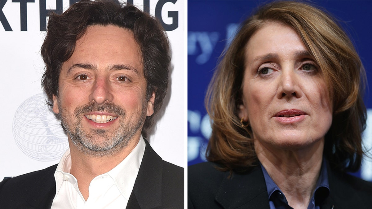 Google co-founder Sergey Brin and Google CFO Ruth Porat (R) Getty Images photos