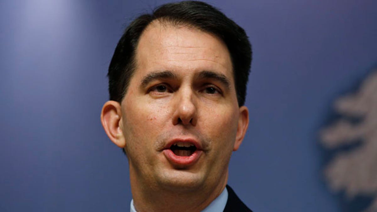 Feb. 11, 2015: Wisconsin Gov. Scott Walker delivers a speech at Chatham House in central London. (AP Photo/Lefteris Pitarakis)