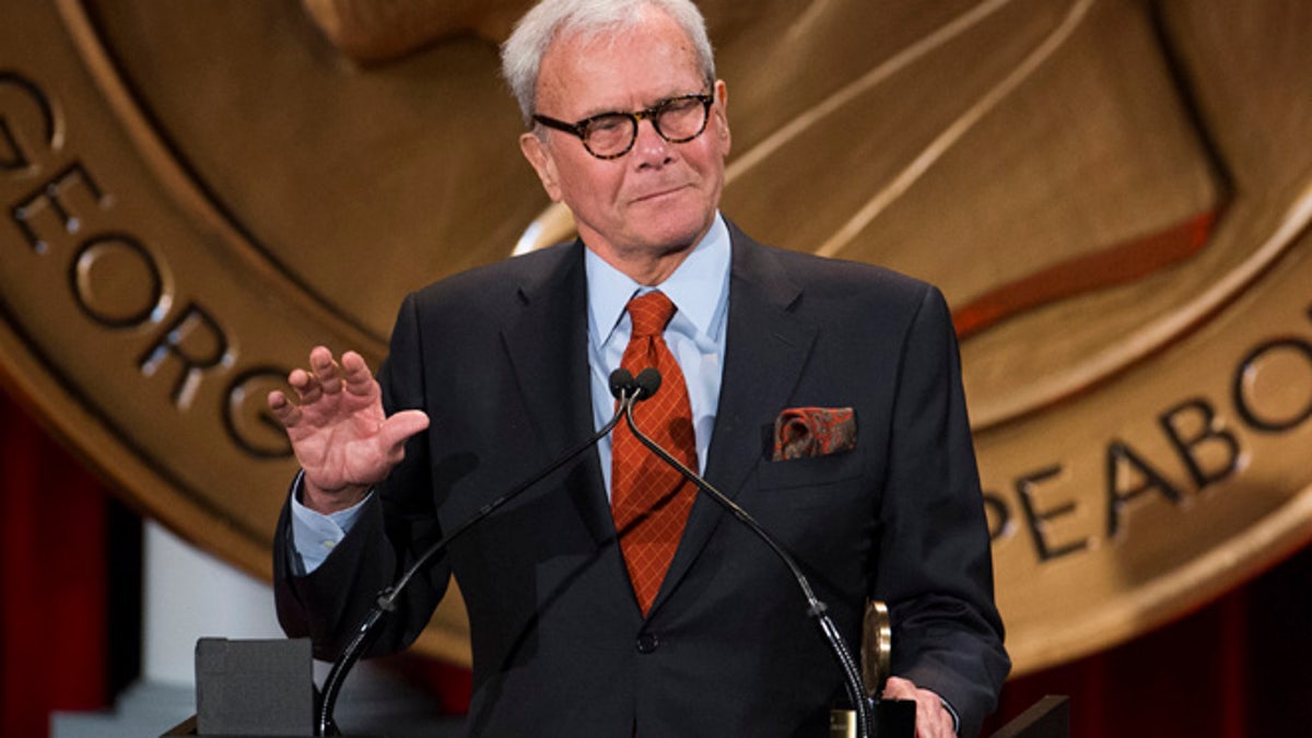 Journalist and winner of a personal Peabody Award for his work, Tom Brokaw, speaks after winning the award in New York May 19, 2014. The Peabody Awards are awarded annually by the University of Georgia to recognize achievement and meritorious public service in television, radio, and on the internet. REUTERS/Lucas Jackson (UNITED STATES - Tags: MEDIA ENTERTAINMENT) - RTR3PWM4