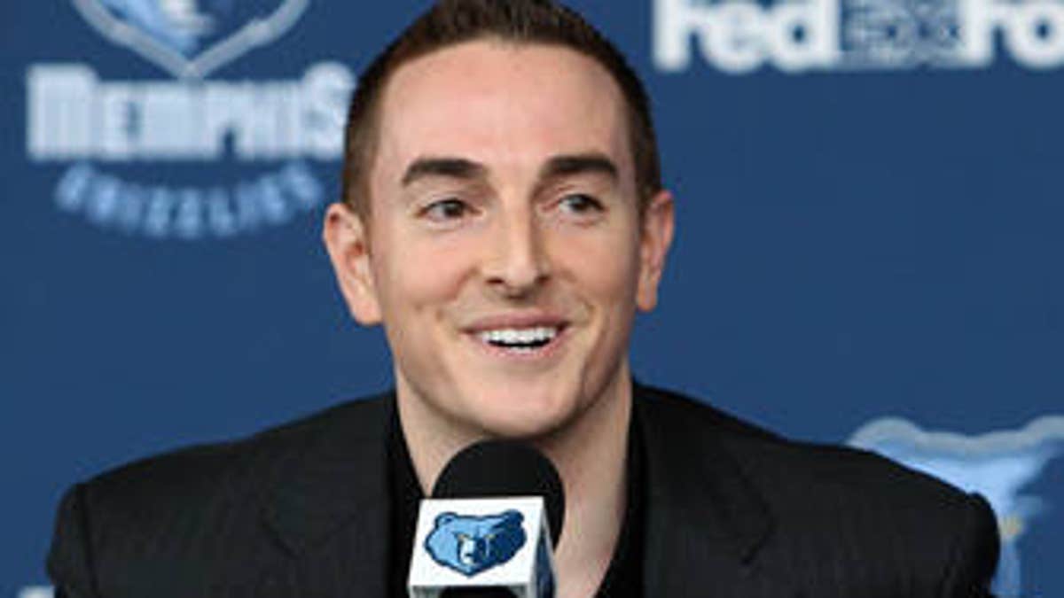 Memphis Grizzlies controlling owner Robert Pera, right, watches