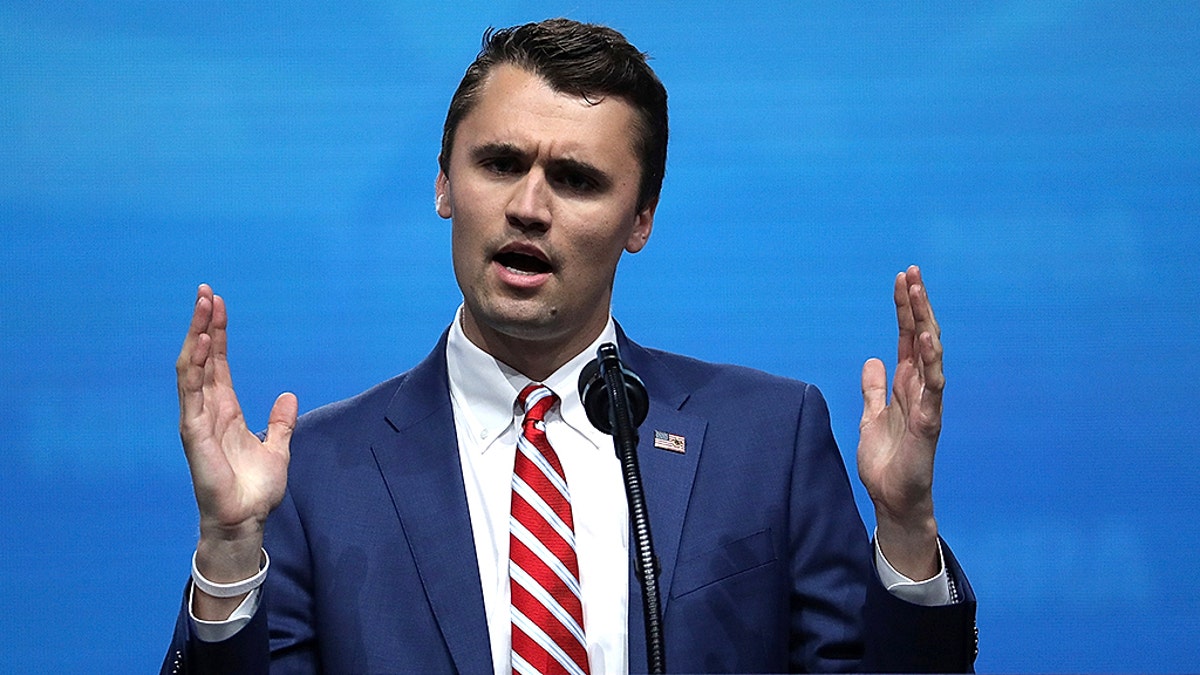 DALLAS, TX - MAY 04: Charlie Kirk, founder and executive director of Turning Point USA, speaks at the NRA-ILA Leadership Forum during the NRA Annual Meeting & Exhibits at the Kay Bailey Hutchison Convention Center on May 4, 2018 in Dallas, Texas. The National Rifle Association's annual meeting and exhibit runs through Sunday. (Photo by Justin Sullivan/Getty Images)