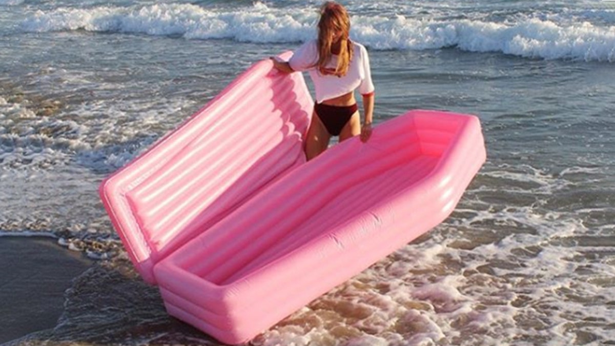 coffin-shaped pool float