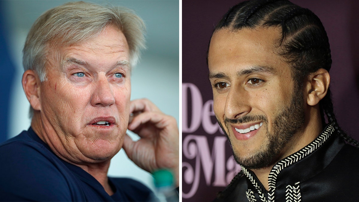 John Elway and Colin Kaepernick. Photos AP