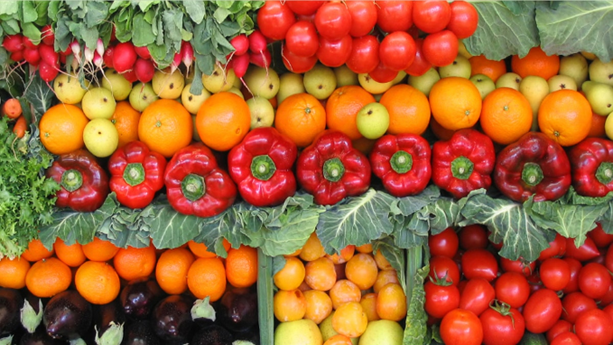 Colorful vegetables and fruits