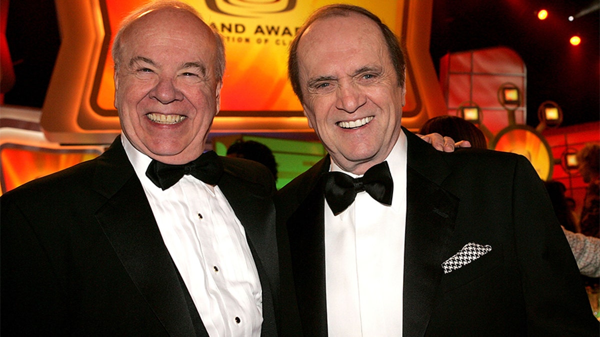 SANTA MONICA, CA - MARCH 13:  Actors Tim Conway (L) and Bob Newhart in the audience at the 2005 TV Land Awards at Barker Hangar on March 13, 2005 in Santa Monica, California.  (Photo by Vince Bucci/Getty Images)