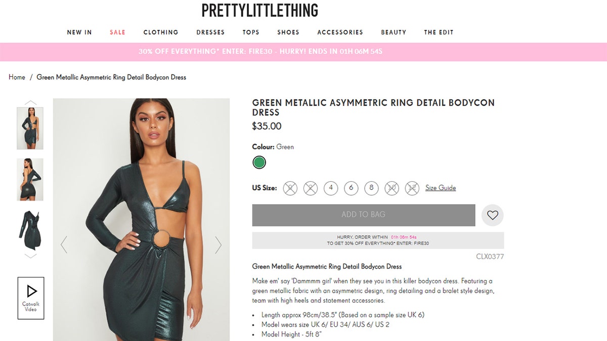 Green metallic asymmetrical ring detail sales bodycon dress