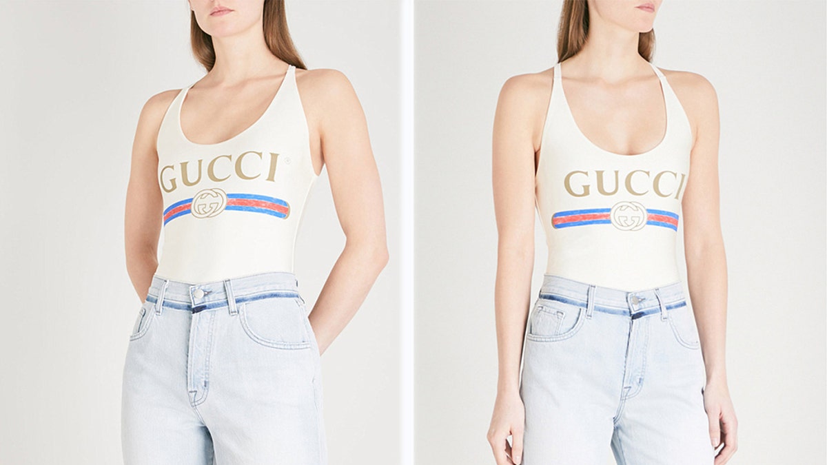 White cheap gucci swimsuit