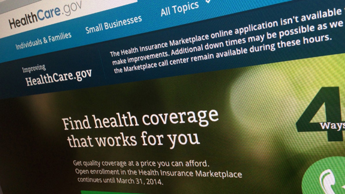 FILE - This photo of part of the HealthCare.gov website is photographed in Washington, in this Nov. 29, 2013 file photo. Newly released federal figures, as of Nov. 30, 2013, show more people are picking private insurance plans or being routed to Medicaid programs in states with Democratic leaders who have fully embraced the federal health care law than in states where Republican elected officials have derisively rejected what they call 