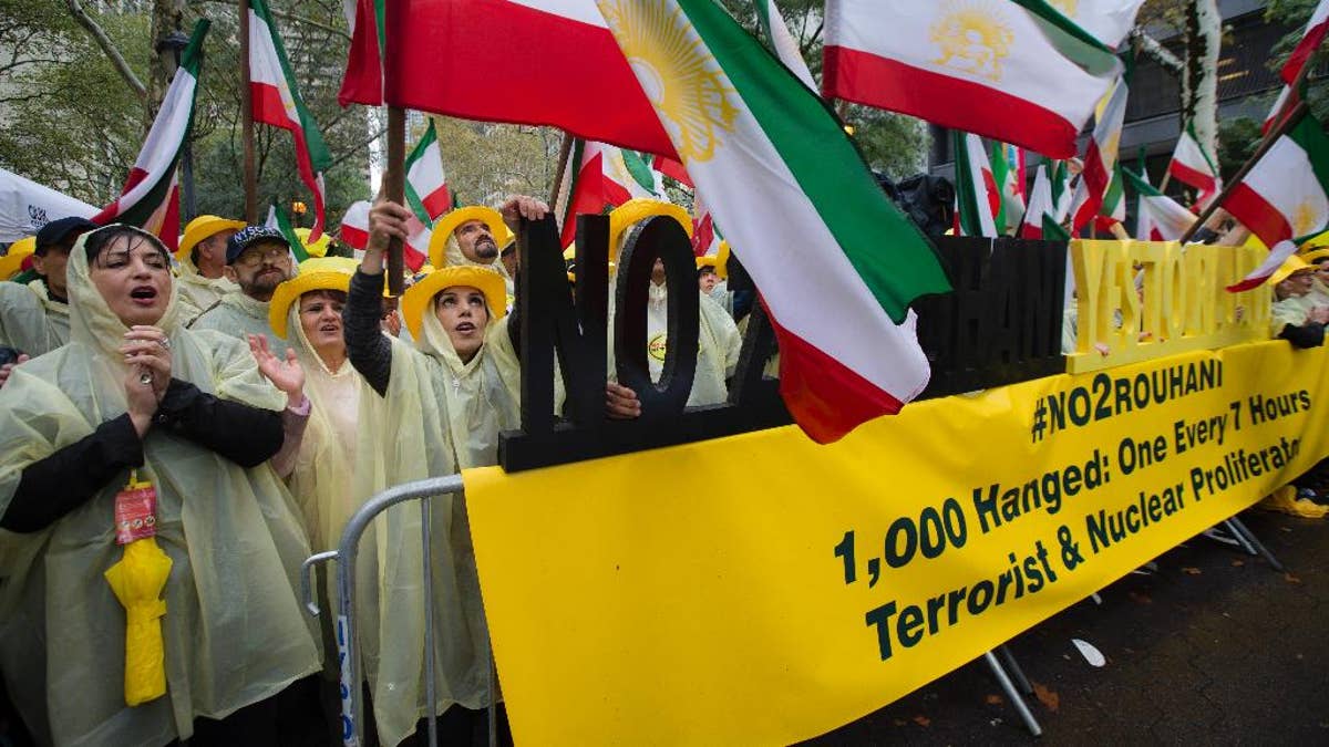 Rallies like this one, by an Iranian opposition group outside UN headquarters, are a magnet for spies.