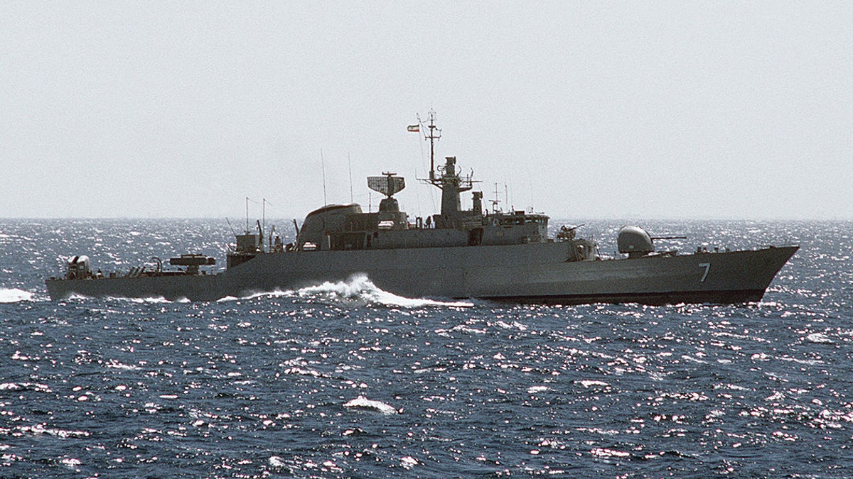 Iranian Alvand-class frigate at sea.