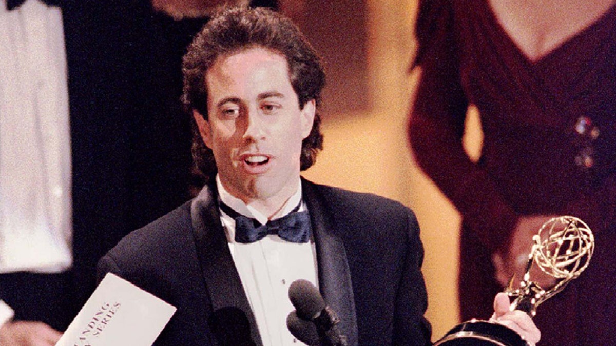 FILE PHOTO 19SEP93 - After a stunningly successful nine-year run, comedian Seinfeld has decided to stop production of his quirky hit television show at the end of this season in May, NBC said on December 26. Seinfeld holds the Emmy award for outstanding comedy series at the 45th annual Emmy Awards telecasting in this September 19, 1993 file photo.

SEINFELD - RP1DRIDEFMAC