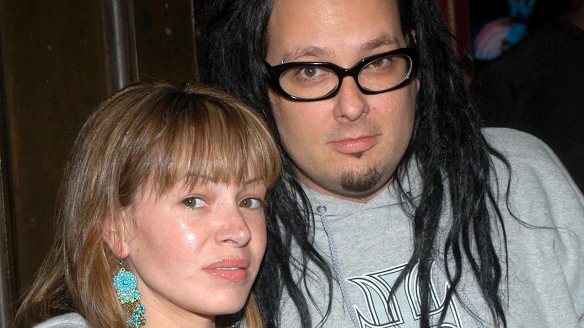 Jonathan Davis of Korn with his wife Deven during Burlesque Performance By Dita Von Teese For Her Boyfriend Marilyn Manson at Show in New York City, New York, United States. (Photo by Stephen Lovekin/FilmMagic)