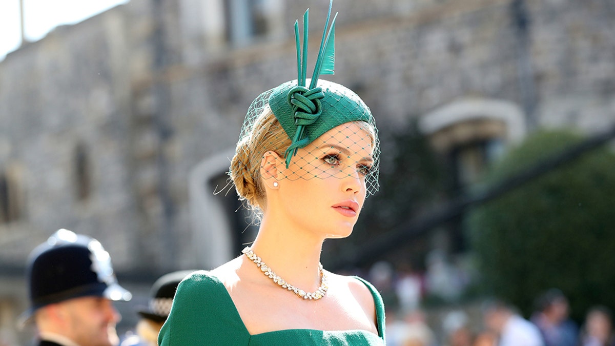 Lady Kitty Spencer arrives at St George's Chapel at Windsor Castle for the wedding of Meghan Markle and Prince Harry.  Saturday May 19, 2018.  Gareth Fuller/Pool via REUTERS - RC1935BF3E00