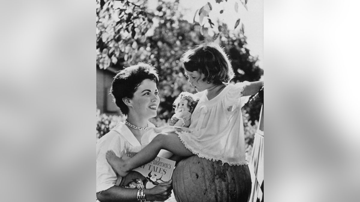 Shirley Temple with her daughter, Lori, in Atherton, California, in 1957.