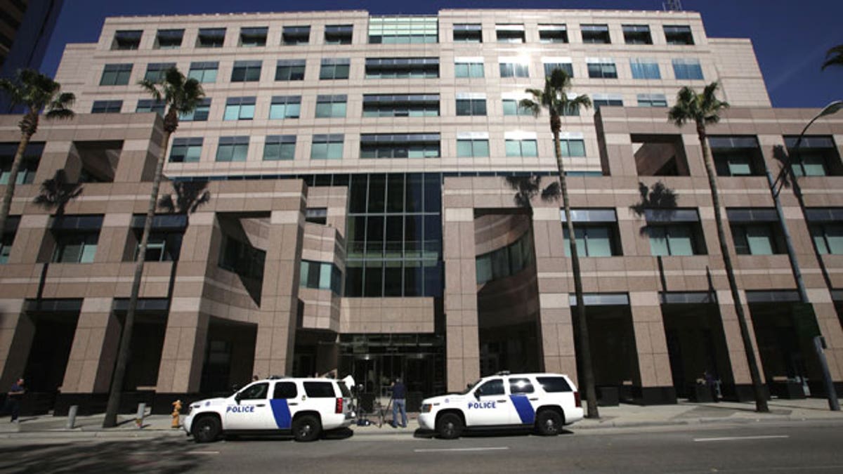 Feb. 17, 2012: Homeland Security police cars are shown parked outside the Long Beach, Calif., Federal Courthouse in Long Beach, Calif.