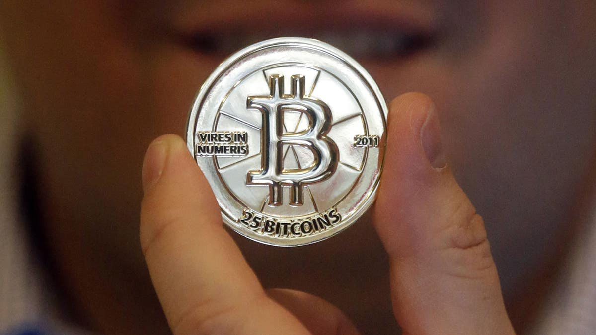 A 25 Bitcoin token is seen in Sandy, Utah.