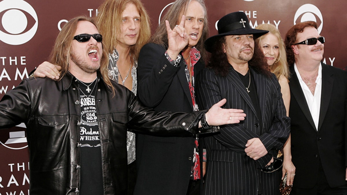 The group Lynyrd Skynyrd arrive for the 47th Annual Grammy Awards on Sunday, Feb. 13, 2005, at the Staples Center in Los Angeles. (AP Photo/Mark J. Terrill)