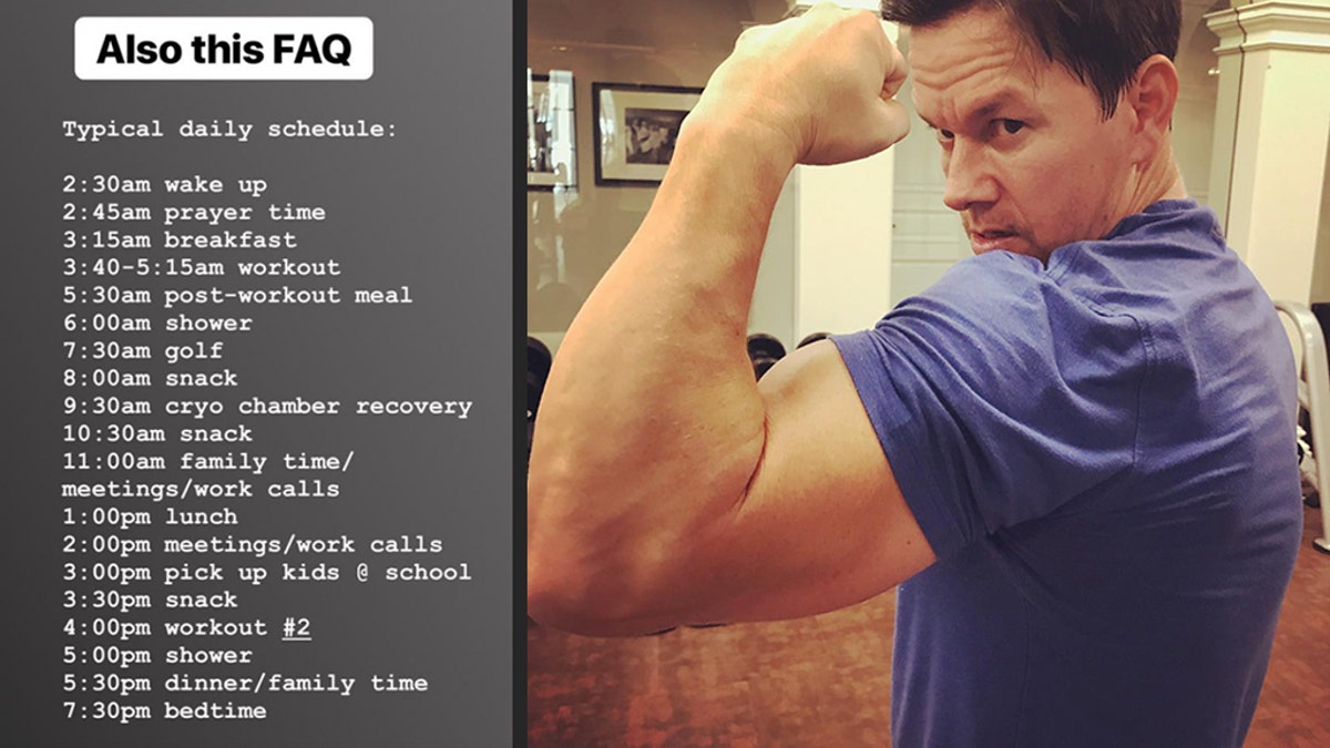 Mark Whalberg workout schedule. INSTAGRAM