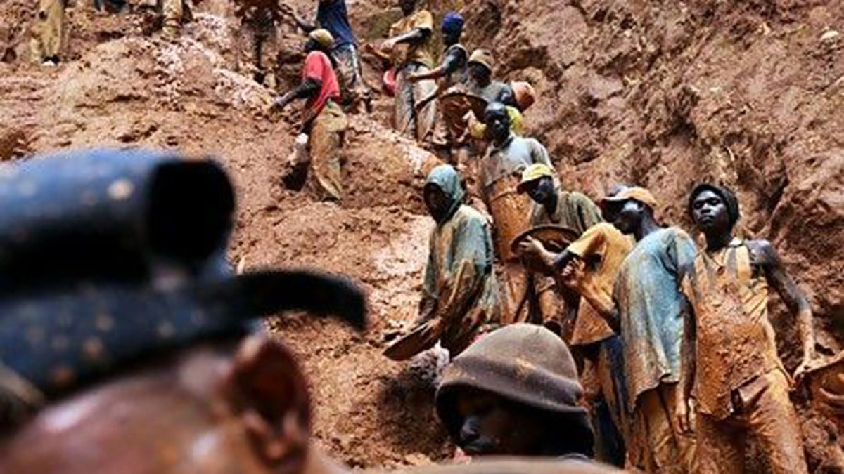 Men work in a gold mine in Chudja, north eastern Congo -- one of the area in which so-called &quot;conflict minerals&quot; are mined.