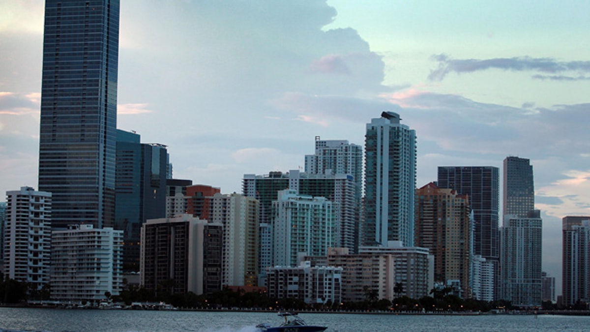 MIAMI - AUGUST 06: The City of Miami skyline is seen on August 6, 2010 in Miami, Florida. As thousands of newly built condominium units start to fill up with new owners and tenants downtown Miami is starting to see business and activity pick up in the area. (Photo by Joe Raedle/Getty Images)