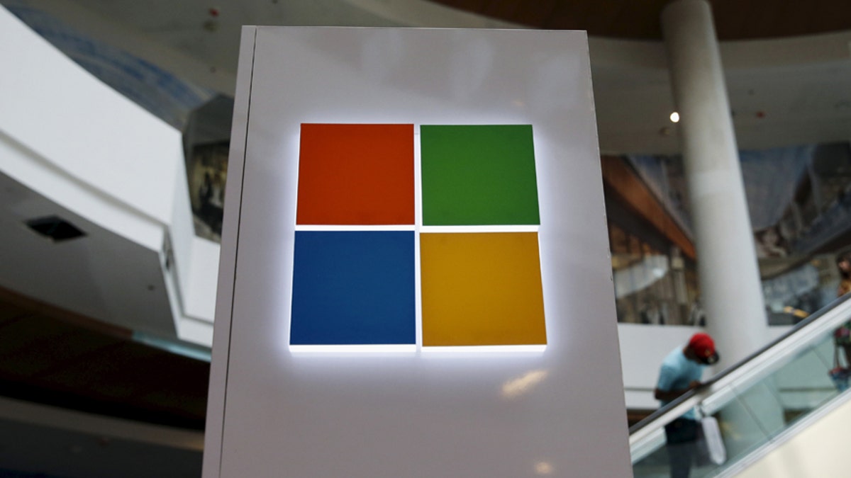 File photo - a Microsoft logo is seen at a pop-up site for the new Windows 10 operating system at Roosevelt Field in Garden City, New York July 29, 2015. 