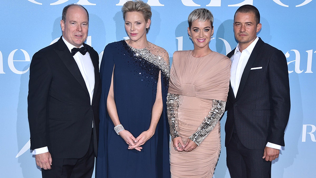 (L-R) Prince Albert II of Monaco, Princess Charlene of Monaco, Katy Perry and Orlando Bloom  attend the  Monte-Carlo Gala for the Global Ocean 2018 on September 26, 2018 in Monte-Carlo, Monaco. Getty Images