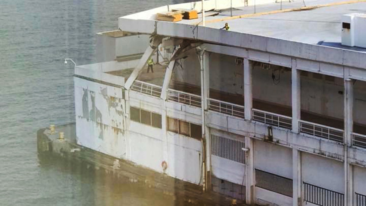 Carnival Cruise's newest ship strikes Manhattan dock. Photo Kelly Banks Facebook