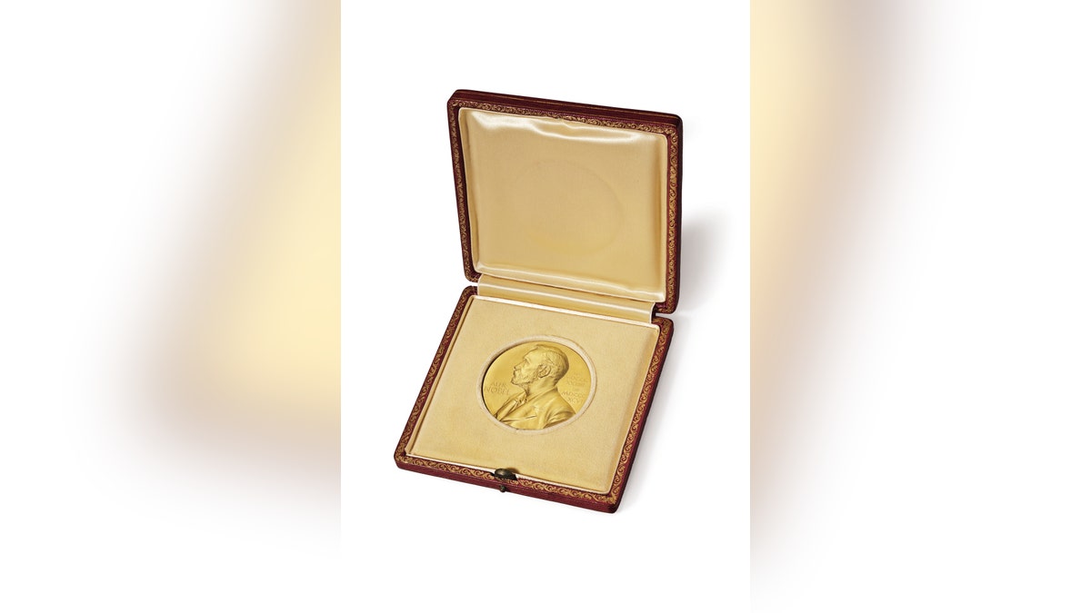 This undated photo provided by Christie's auction house shows James Watson's 1962 Nobel Prize medal.
