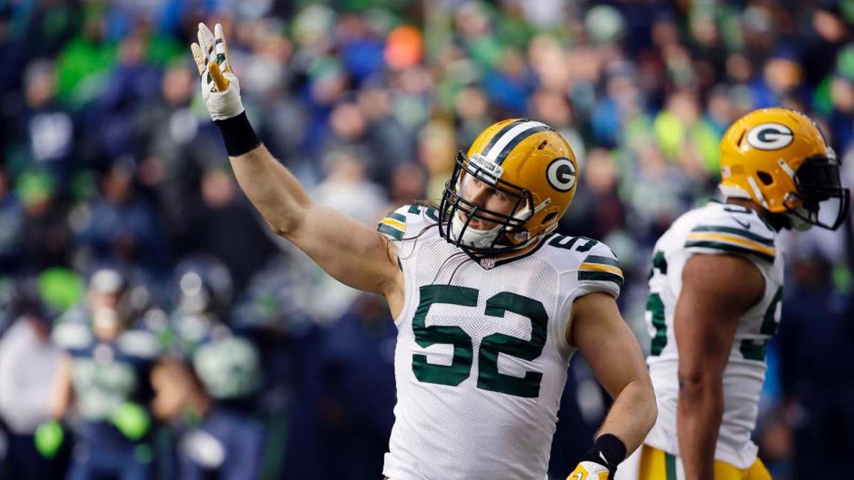 The Green Bay Packers' Clay Matthews reacts during the first half of the NFC championship game in Seattle.