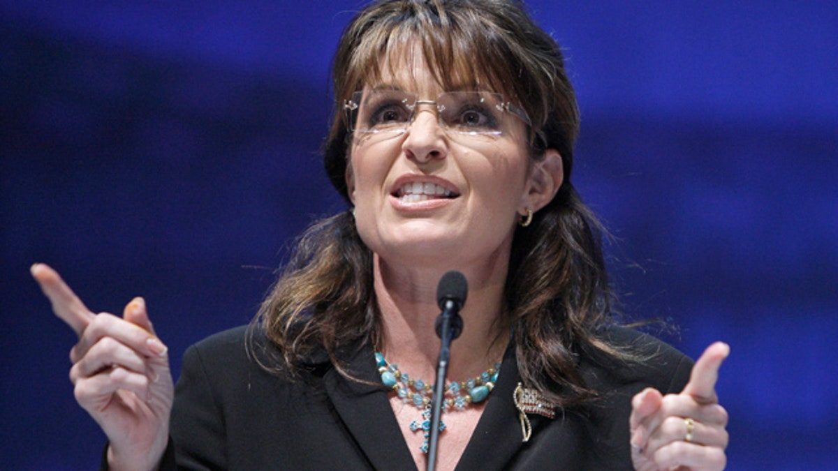 May 14: Sarah Palin speaks during the NRA national convention in Charlotte, N.C. 