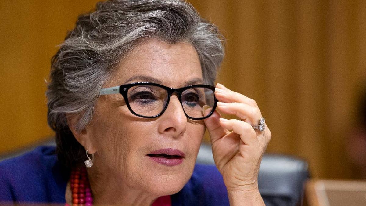 In the photo taken July 15, 2015, Sen. Barbara Boxer, D-Calif. speaks on Capitol Hill in Washington. The president's Cabinet, the diplomatic corps and members of the Supreme Court, six of whom are Catholic, are expected to join senators and House members in the seats on the floor of the chamber. The House recently took the unusual step of voting to limit the people who can sit in those prime seats, essentially barring former members. (AP Photo/Manuel Balce Ceneta)