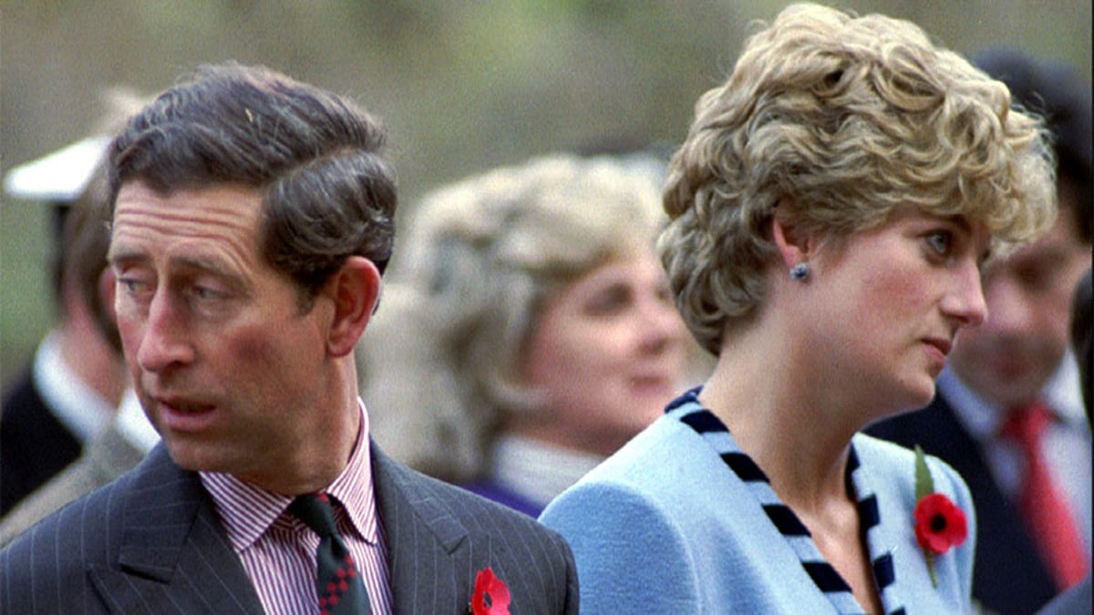 Princess Diana and Prince Charles look in different directions, November 3, during a service held to commemorate the 59 British soldiers killed in action during the Korean War. - PBEAHUNIVAX