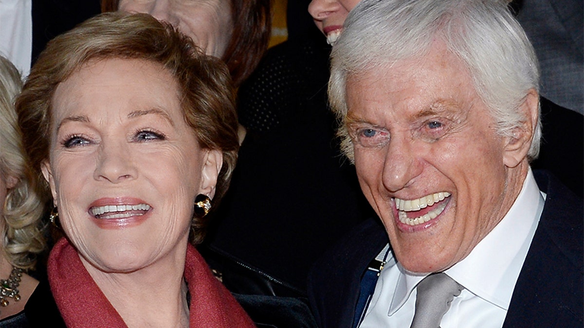 Actors Julie Andrews (L) and Dick Van Dyke attend the film premiere of 
