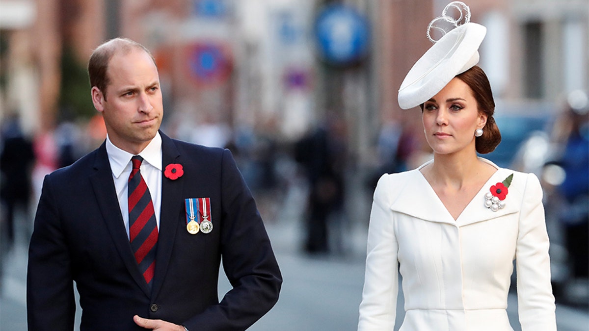 Britain's Prince William, the Duke of Cambridge, his wife Princess Kate, the Duchess of Cambridge make their way to the Last Post ceremony at the Menin Gate to mark the centenary of Passchendaele, The Third Battle of Ypres, in Ypres, Belgium July 30, 2017. REUTERS/Yves Herman - RC1BE7369330