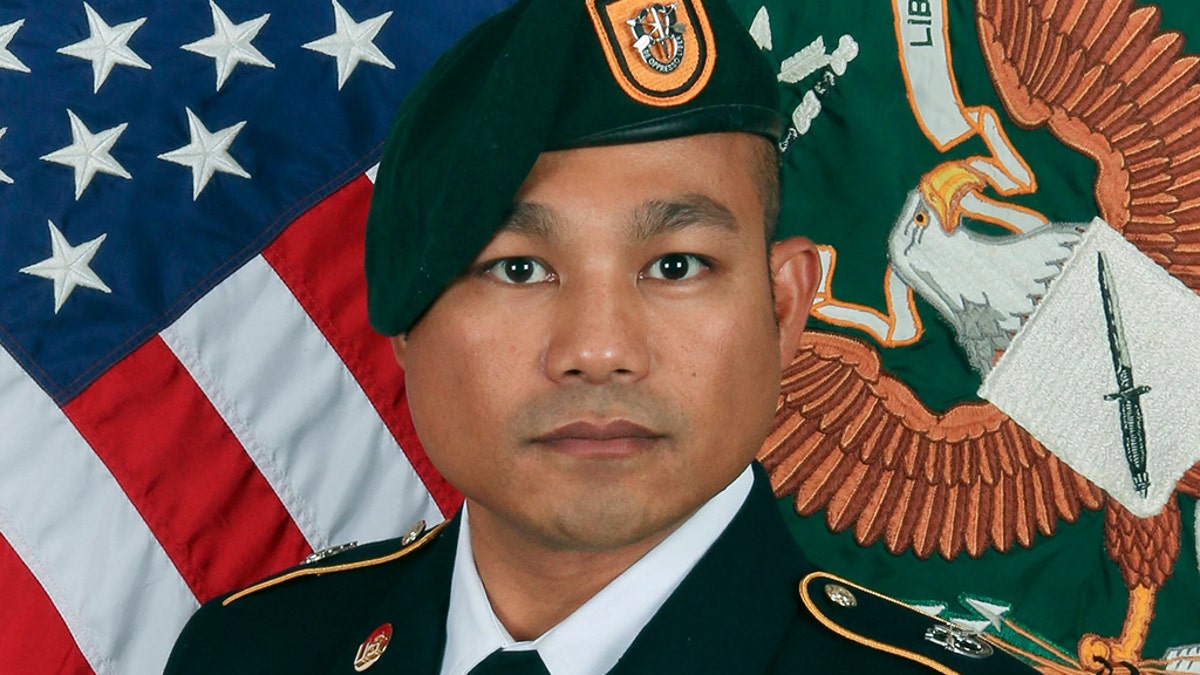 Sgt. 1st Class Reymund Rarogal Transfiguracion, 36, from Waikoloa, Hawaii. The U.S. military says the Army special forces soldier died Sunday, Aug. 12, 2018, from wounds he received earlier this month in southern Afghanistan.