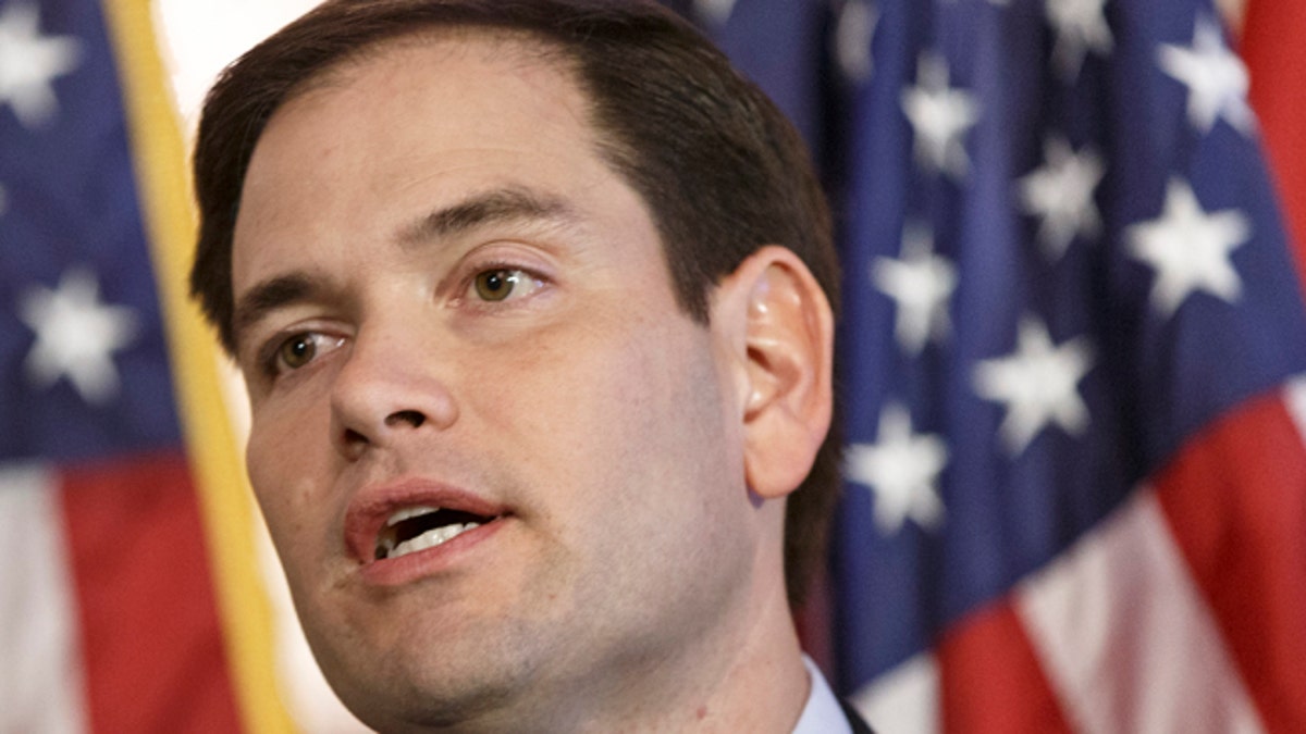 FILE - In this Jan. 8, 2014 file photo, Sen. Marco Rubio, R-Fla. speaks on Capitol Hill in Washington. The potential 2016 Republican presidential candidate has abandoned a sweeping Senate bill he helped write. (AP Photo/J. Scott Applewhite, File)