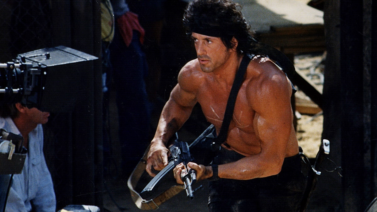 Sylvester Stallone filming the movie RAMBO: FIRST BLOOD PART III 