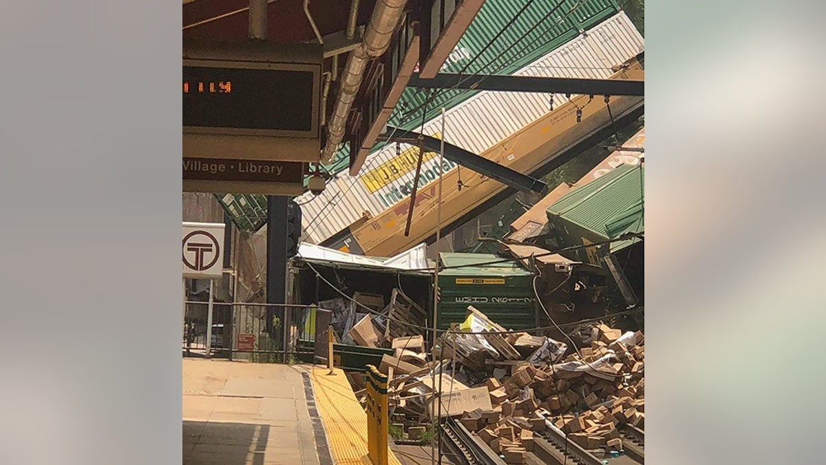 Train derailment above Carson Street on Sunday, Aug. 5, 2018, near Station Square in Pittsburgh