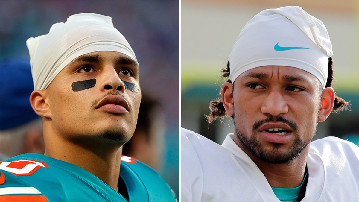 Miami Dolphins Kenny Stills and Albert Wilson. AP photos