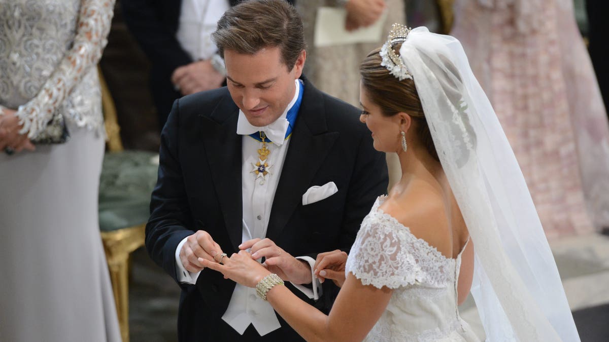 June 8, 2013: Princess Madeleine of Sweden and Christopher O'Neill during their wedding ceremony at the Royal Chapel in Stockholm.