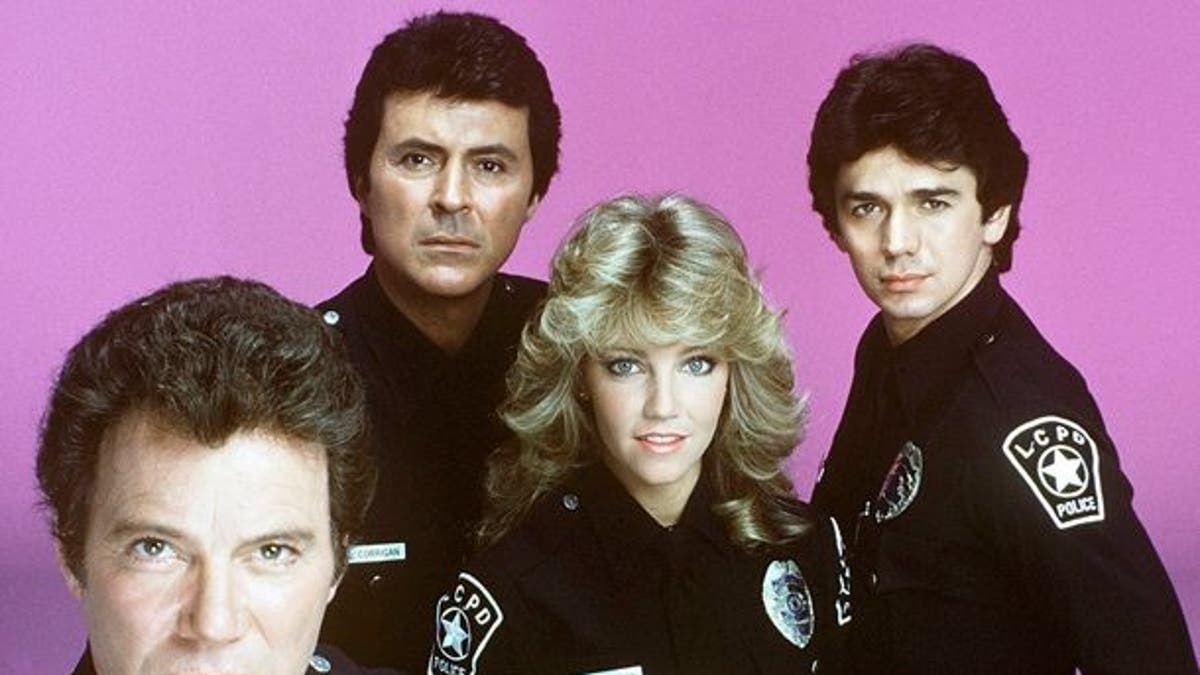 UNITED STATES - JUNE 22: T.J. HOOKER - gallery - Season Two - 6/22/83, William Shatner (T.J. Hooker), James Darren (Jim Corrigan), Heather Locklear (Stacy Sheridan), Adrian Zmed (Vince Romano), (Photo by Bob D'Amico/ABC via Getty Images)