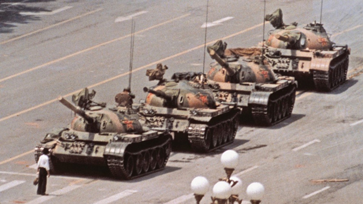 The famous photo of Tank Man in Tiananmen Square, Beijing, June 5, 1989. (Photo: Jeff Widener/Associated Press)