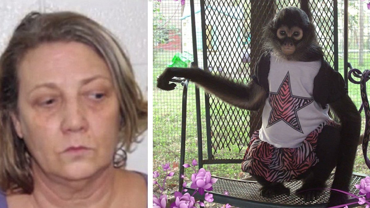 Tina Ballard and Spanky the  Spider Monkey